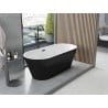 Mexen Yara freistehende geriffelte Badewanne 170 x 75 cm, weiß/schwarz, schwarze Überlauf - 52861707575-70