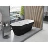 Mexen Yara freistehende, gerillte Badewanne 170 x 75 cm, weiß/schwarz, Überlauf aus gebürstetem Nickel - 52861707575-97