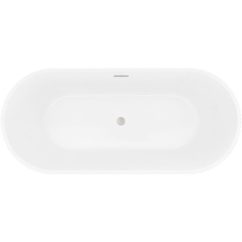 Mexen Yara freistehende, gerillte Badewanne 170 x 75 cm, weiß/schwarz, Überlauf aus gebürstetem Nickel - 52861707575-97