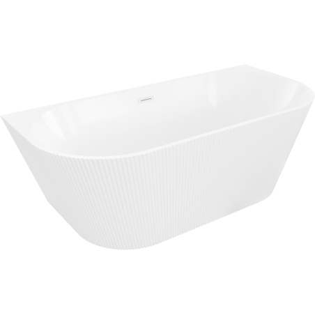 Mexen Oris freistehende, geriffelte Wandwanne 150 x 75 cm, weiß, weißer Überlauf - 52871507500-20