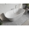 Mexen Oris freistehende, geriffelte Wandwanne 150 x 75 cm, weiß, weißer Überlauf - 52871507500-20