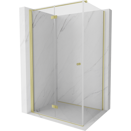 Mexen Mist-F faltbare Duschkabine links 100 x 95 cm, transparent, gebürstetes Gold - 8A6T-100-095-55-00-L