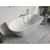 Mexen Oris freistehende Wandwanne geriffelt 150 x 75 cm, weiß, Überlauf gold- 52871507500-50