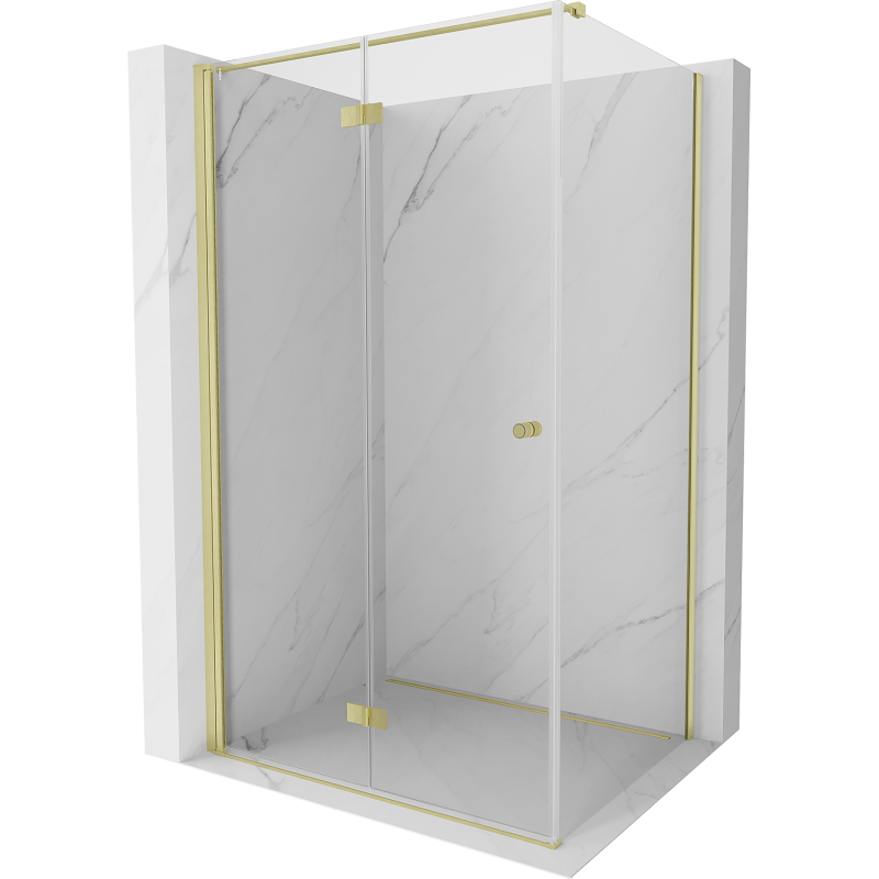 Mexen Mist-F Duschkabine klappbar links 75 x 100 cm, transparent, gebürstetes Gold - 8A6T-075-100-55-00-L