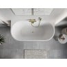 Mexen Oris freistehende geriffelte Wanne 150 x 75 cm, weiß, gold gebürsteter Überlauf - 52871507500-55