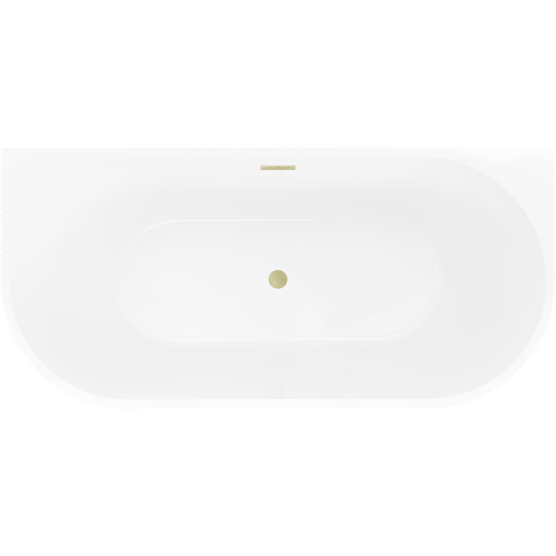 Mexen Oris freistehende geriffelte Wanne 150 x 75 cm, weiß, gold gebürsteter Überlauf - 52871507500-55