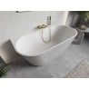 Mexen Oris freistehende geriffelte Wanne 150 x 75 cm, weiß, gold gebürsteter Überlauf - 52871507500-55