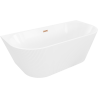 Mexen Oris freistehende Wandbadewanne gerillt 150 x 75 cm, weiß, Überlauf gebürstetes Kupfer - 52871507500-65