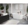 Mexen Oris freistehende Wandbadewanne gerillt 150 x 75 cm, weiß, Überlauf gebürstetes Kupfer - 52871507500-65