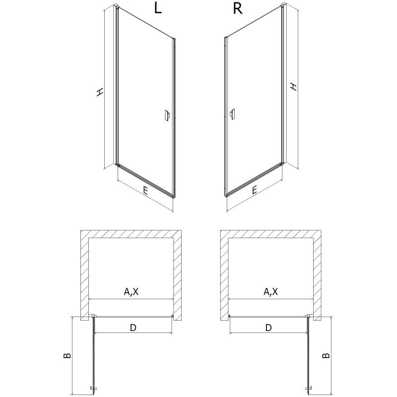 Mexen Mist-B Duschtür, schwenkbar 85 cm, transparent, gebürstetes Kupfer - 8A2-085-000-65-00