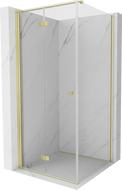 Mexen Mist-F faltbare Duschkabine links 110 x 110 cm, transparent, gebürstetes Gold - 8A6T-110-110-55-00-L