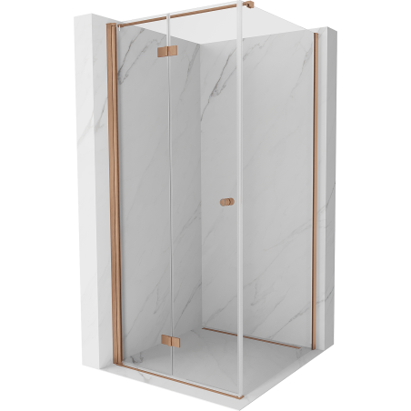 Mexen Mist-F klappbare Duschkabine links 70 x 70 cm, transparent, gebürstetes Kupfer - 8A6T-070-070-65-00-L