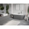 Mexen Oris freistehende, wandnahe, gerillte Badewanne 150 x 75 cm, weiß/grau, Überlauf Chrom - 52871507562-01