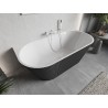 Mexen Oris freistehende, wandhängende, gerillte Badewanne 150 x 75 cm, weiß/grau, Überlauf weiß- 52871507562-20