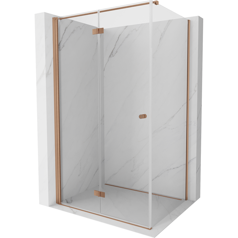 Mexen Mist-F klappbare Duschkabine links 85 x 80 cm, transparent, gebürstetes Kupfer - 8A6T-085-080-65-00-L