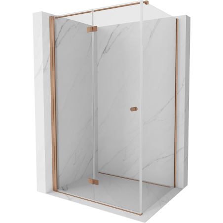 Mexen Mist-F klappbare Duschkabine links 100 x 80 cm, transparent, gebürstetes Kupfer - 8A6T-100-080-65-00-L