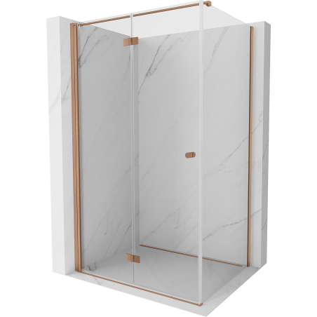 Mexen Mist-F klappbare Duschkabine links 110 x 90 cm, transparent, gebürstetes Kupfer - 8A6T-110-090-65-00-L