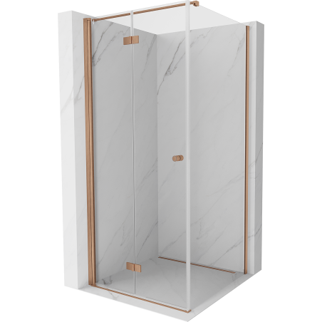 Mexen Mist-F faltbare Duschkabine links 100 x 100 cm, transparent, gebürstetes Kupfer - 8A6T-100-100-65-00-L
