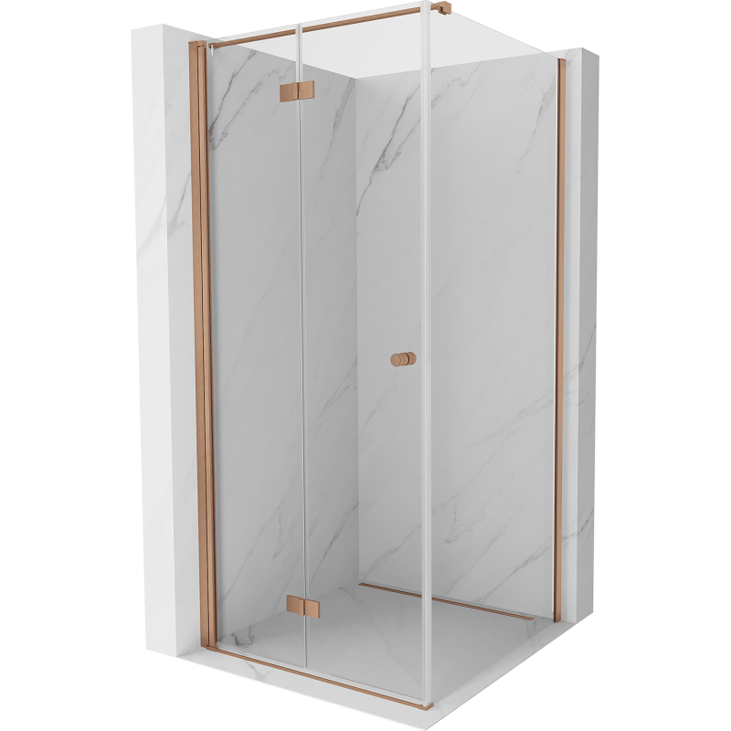 Mexen Mist-F faltbare Duschkabine links 120 x 120 cm, transparent, gebürstetes Kupfer - 8A6T-120-120-65-00-L