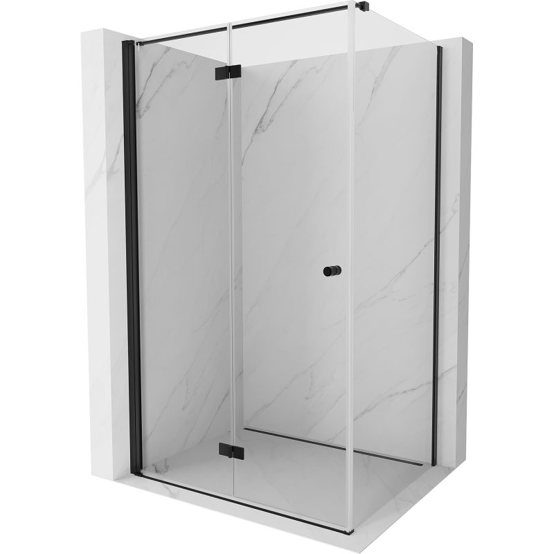 Mexen Mist-F klappbare Duschkabine links 115 x 70 cm, transparent, schwarz - 8A6T-115-070-70-00-L