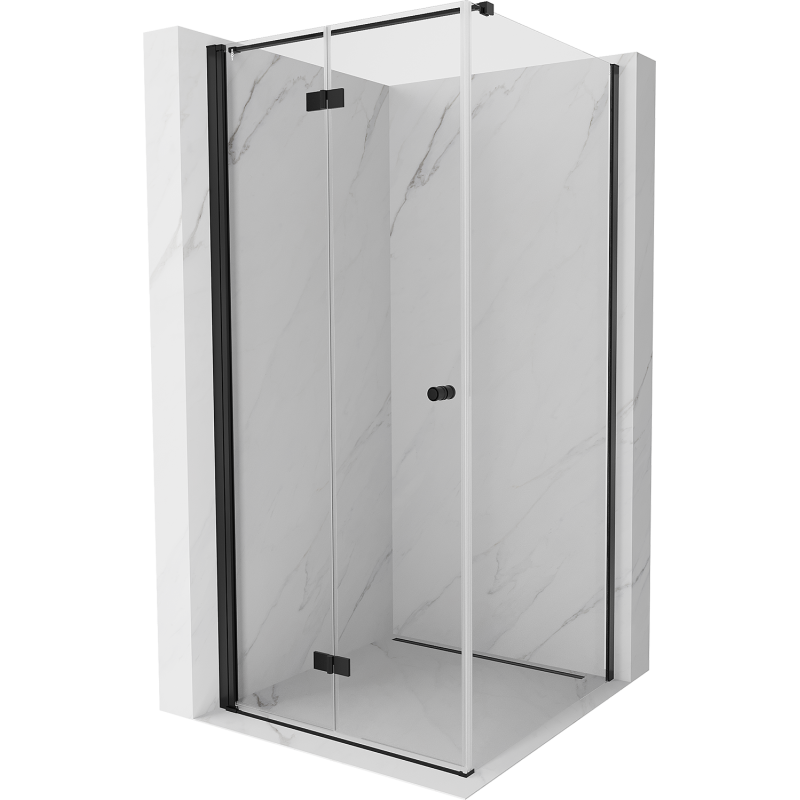 Mexen Mist-F klappbare Duschkabine links 75 x 75 cm, transparent, schwarz - 8A6T-075-075-70-00-L