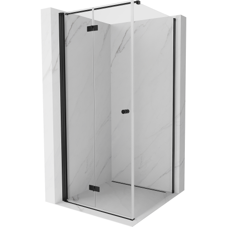 Mexen Mist-F klappbare Duschkabine links 75 x 75 cm, transparent, schwarz - 8A6T-075-075-70-00-L