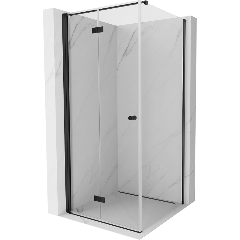 Mexen Mist-F faltbare Duschkabine links 85 x 85 cm, transparent, schwarz - 8A6T-085-085-70-00-L