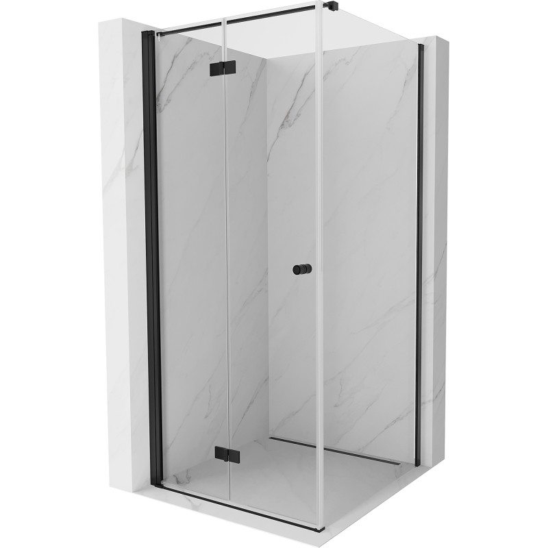 Mexen Mist-F faltbare Duschkabine links 95 x 95 cm, transparent, schwarz - 8A6T-095-095-70-00-L