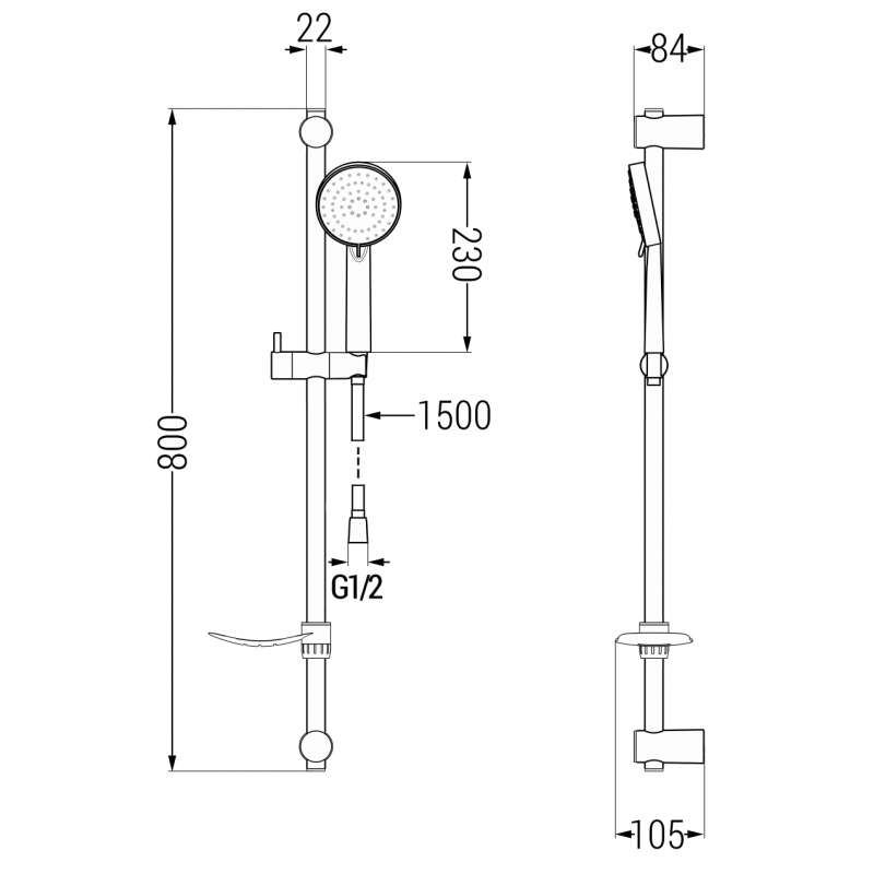 Mexen DF75 verstellbares Duschset, Chrom - 785754582-00