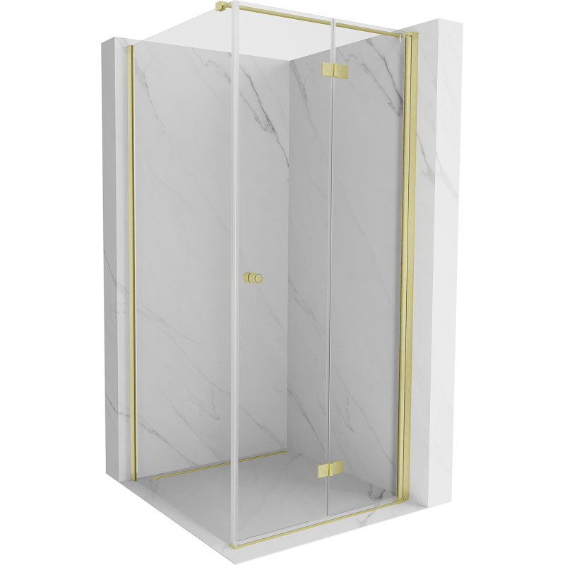 Mexen Mist-F faltbare Duschkabine rechts 95 x 95 cm, transparent, gebürstetes Gold - 8A6T-095-095-55-00-P