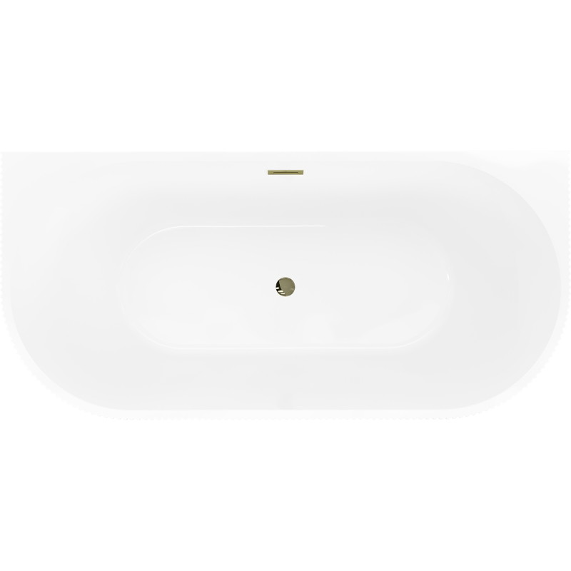 Mexen Oris freistehende, gerillte Wandbadewanne 150 x 75 cm, weiß/grau, Ablauf gold - 52871507562-50