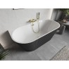 Mexen Oris freistehende, gerillte Wandbadewanne 150 x 75 cm, weiß/grau, Ablauf gold - 52871507562-50