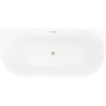 Mexen Oris freistehende wandnahe geriffelte Wanne 150 x 75 cm, weiß/grau, Überlauf gold gebürstet - 52871507562-55