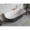 Mexen Oris freistehende, wandstehende, gerillte Wanne 150 x 75 cm, weiß/grau, Überlauf Roségold - 52871507562-60