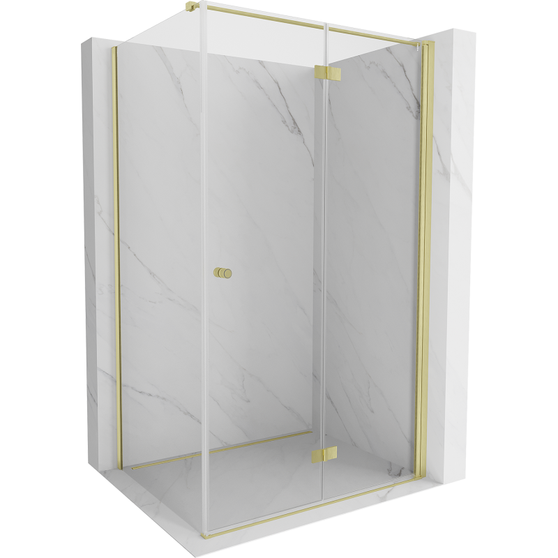 Mexen Mist-F Klappduschkabine rechts 95 x 120 cm, transparent, gebürstetes Gold - 8A6T-095-120-55-00-P