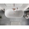 Mexen Oris freistehende Wandbadewanne gerillt 150 x 75 cm, weiß/grau, Überlauf gebürstetes Kupfer - 52871507562-65