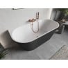 Mexen Oris freistehende Wandbadewanne gerillt 150 x 75 cm, weiß/grau, Überlauf gebürstetes Kupfer - 52871507562-65