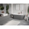Mexen Oris freistehende Wandbadewanne gerillt 150 x 75 cm, weiß/grau, Überlauf gebürstetes Kupfer - 52871507562-65