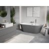 Mexen Oris freistehende, wandnahe, gerillte Badewanne 150 x 75 cm, weiß/grau, Überlauf gebürsteter Nickel - 52871507562-97