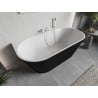 Mexen Oris freistehende Wandbadewanne geriffelt 150 x 75 cm, weiß/schwarz, weißer Überlauf - 52871507575-20