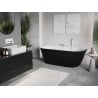 Mexen Oris freistehende Wandbadewanne geriffelt 150 x 75 cm, weiß/schwarz, weißer Überlauf - 52871507575-20