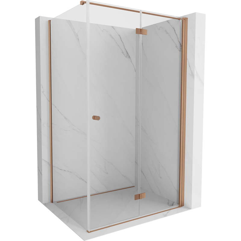 Mexen Mist-F klappbare Duschkabine rechts 80 x 75 cm, transparent, gebürstetes Kupfer - 8A6T-080-075-65-00-P