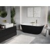 Mexen Oris freistehende wandmontierte Rillenwanne 150 x 75 cm, weiß/schwarz, goldener Überlauf - 52871507575-50