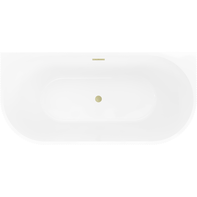 Mexen Oris freistehende wandstehende Badewanne geriffelt 150 x 75 cm, weiß/schwarz, Überlauf gold gebürstet - 52871507575-55