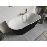 Mexen Oris freistehende wandstehende Badewanne geriffelt 150 x 75 cm, weiß/schwarz, Überlauf gold gebürstet - 52871507575-55