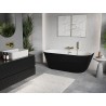 Mexen Oris freistehende geriffelte Wanne zur Wandmontage 150 x 75 cm, weiß/schwarz, Überlauf gebürstet gold - 52871507575-55