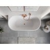 Mexen Oris freistehende gerippte Wanne an der Wand 150 x 75 cm, weiß/schwarz, Überlauf Roségold - 52871507575-60