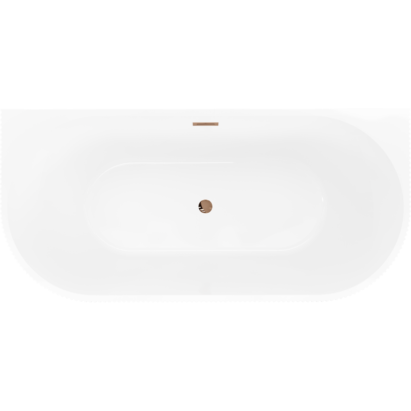 Mexen Oris freistehende gerippte Wanne an der Wand 150 x 75 cm, weiß/schwarz, Überlauf Roségold - 52871507575-60