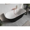 Mexen Oris freistehende gerippte Wanne an der Wand 150 x 75 cm, weiß/schwarz, Überlauf Roségold - 52871507575-60