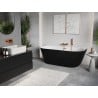 Mexen Oris freistehende gerippte Wanne an der Wand 150 x 75 cm, weiß/schwarz, Überlauf Roségold - 52871507575-60